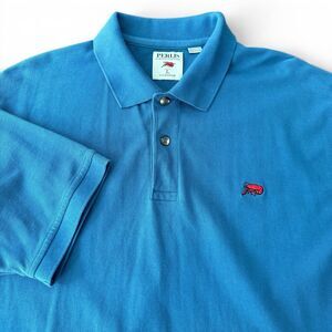 Perlis Crawfish Polo Men L Blue Peruvian Cotton Red Logo Louisiana Golf Shirt